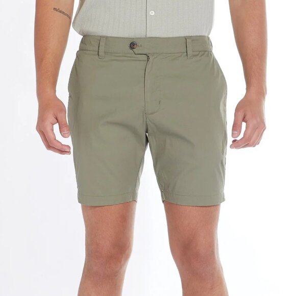 Civil Society Light Olive Stretch Jacquard Microstripe Tailored 7" Shorts With H - Picture 1 of 2